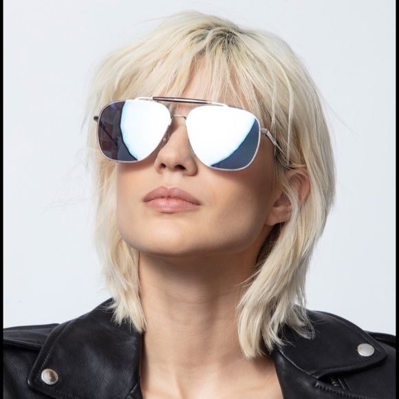 Zadig & Voltaire Pilot Aviator Sunglasses Metal Frame Blue Reflective Lens - Picture 1 of 16
